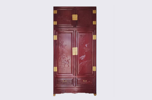 五指山高端中式家居装修深红色纯实木衣柜