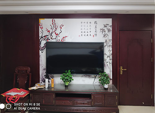 五指山中式家庭装修电视柜效果展示